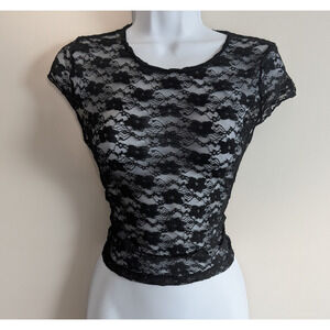 Vintage Rue 21 Sheer Lace Top Womens Medium Whimsigoth Festival Layering Y2K Emo